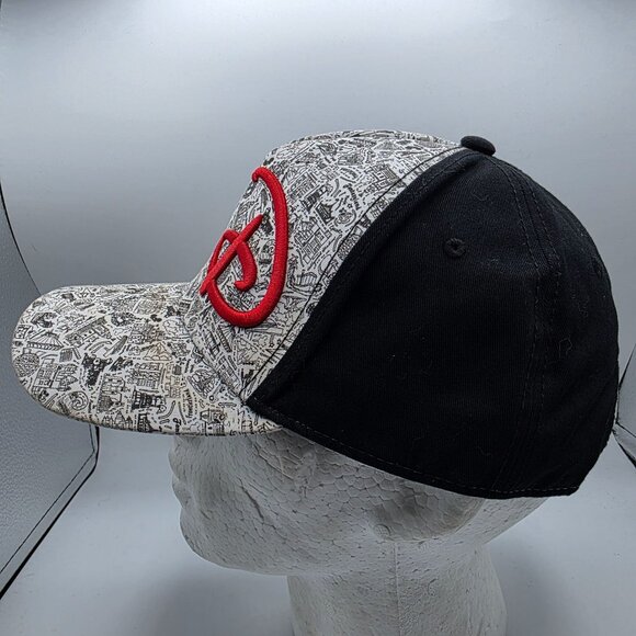 Disney D Black White Adult Snapback Hat Red Logo Adjustable Casual Outdoors - Picture 2 of 9